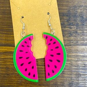New, very light watermelon dangle earrings